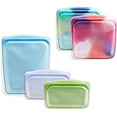 Stasher Silicone Reusable Storage Bags, 5-Pack, Reusable Freezer Bags, Microwave, Dishwasher, Oven Safe, Sous Vide, Premium Lunch Containers, Eco Friendly, Food Storage Bags, Snack Bags, Tie Dye