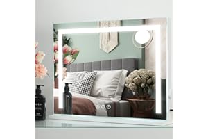 LEINASEN Hollywood Vanity Mirror Large Makeup Mirror with Lights, Metal Frame, Dimmable 3 Modes, Touch Control, USB Charging, Tabletop or Wall-Mounted, 22.83" x 17.5", White