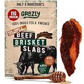 Grazly Beef Brisket Slabs - Raw Honey &amp; Coconut Aminos, 5 oz Bag | Soft &amp; buttery, grass-fed &amp; finished, only 6 ingredients, high-protein carnivore snack, made from 1 lb raw brisket