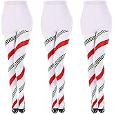 Sumind 3 Pairs Striped Christmas Day Striped Tights Full Length Tights Thigh High Stocking for Costume Accessory (Classic)