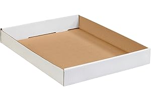 Aviditi Corrugated Cardboard Trays, 15" x 12" x 1 3/4", White, Perfect for Transporting Small and Lightweight Loads, For Packaging or Moving Plants, Cans, Bottles and Other Items, Pack of 50