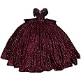KPDFIF Sparkly Beaded Quinceanera Dresses with Train Off Shoulder Sweet 16 Dresses Puffy Tulle Ball Gown