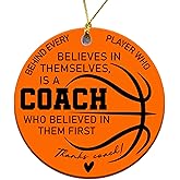 MEDROC Basketball Coach Ornament - for Christmas Tree Decor Round Ceramic 3", Basketball Coach Christmas Gifts for Women Men, End of Season Thank You Gifts