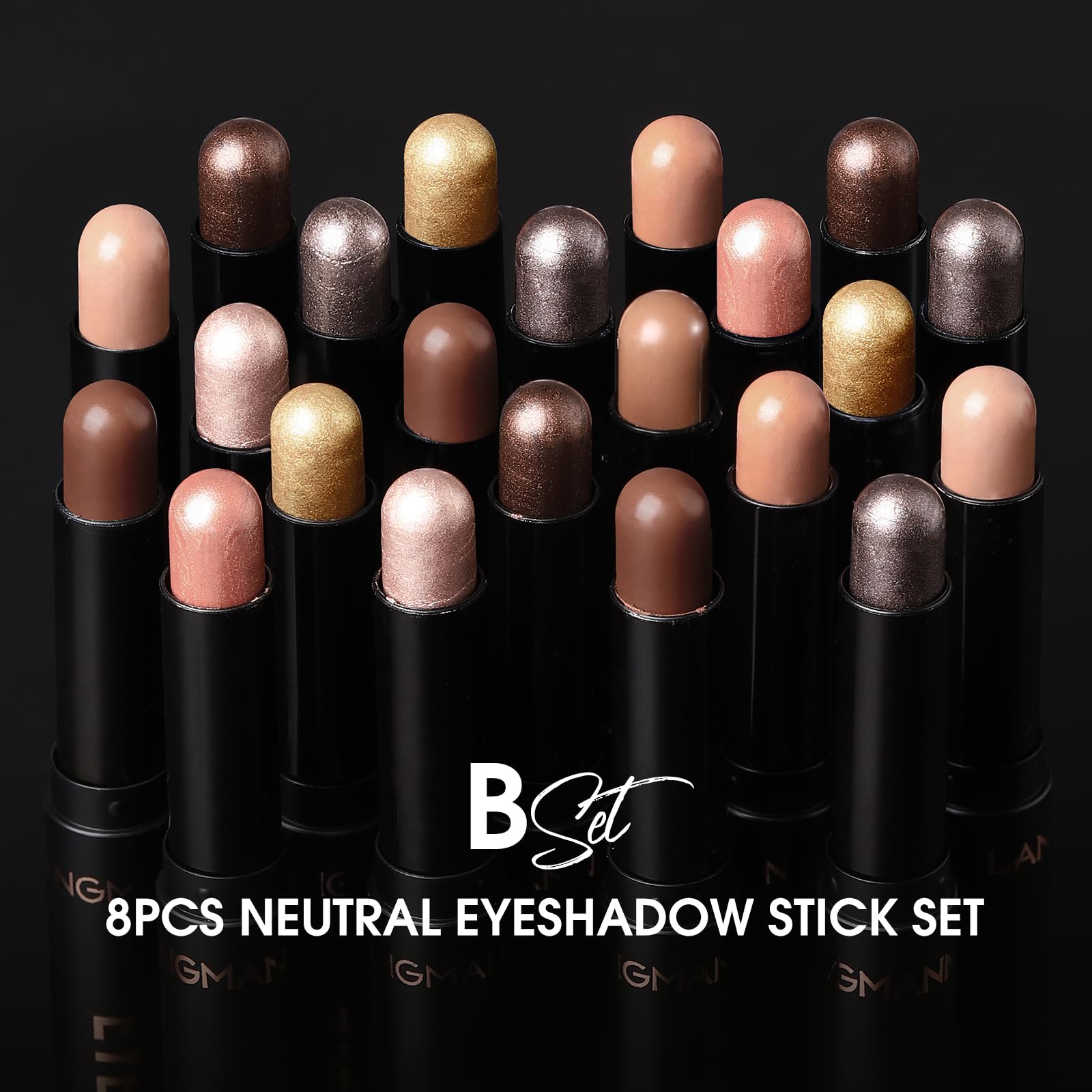Jolilab Eyeshadow Stick Set, 8 Colors Matte Professional Bright-Colored Contouring and Highlight Eyeshadow Stick, Cream Waterproof Long Lasting High Pigmented Eye Shadow. (8, EYESHADOW B)