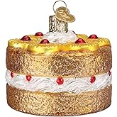 Old World Christmas Pineapple Upside-Down Cake Glass Blown Ornament for Christmas Tree, Handcrafted Holiday Decoration, Dessert Collection