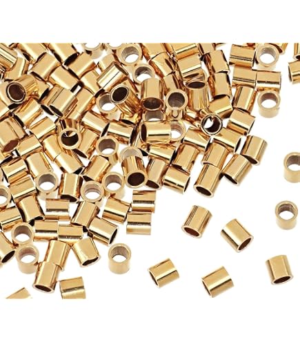 Vergoldete Crimp Beads Größe #2 – Ca. 40 Stück Pro Packung, 2,5 Mm Außen, 1,5 Mm Innen, 1,5 G
