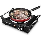 Techwood Hot Plate Portable Electric Stove 1500W Countertop Single Burner with Adjustable Temperature & Stay Cool Handles, 7.