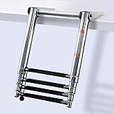 Boat Ladder for Pontoon,Telescoping Boarding Ladder for Outboards | 4 Step Stainless Steel Folding Heavy Duty for Yacht,Marine Fishing Boat
