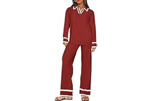 BTFBM Womens 2 Piece Outfits Fall Winter 2024 Long Sleeve V Neck Sweater and Wide Leg Pants Lounge Sets Knit Tracksuits