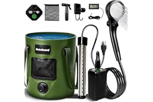 Motivekit™ Portable Camping Shower | 5.3/6.6 gal. Foldable Bucket, 6000mAh Rechargeable Shower Pump, 6' 7" Filtered Shower Head, Summer Beach Outdoor Showering Hiking Pet Bath RV Car Wash Water Plant