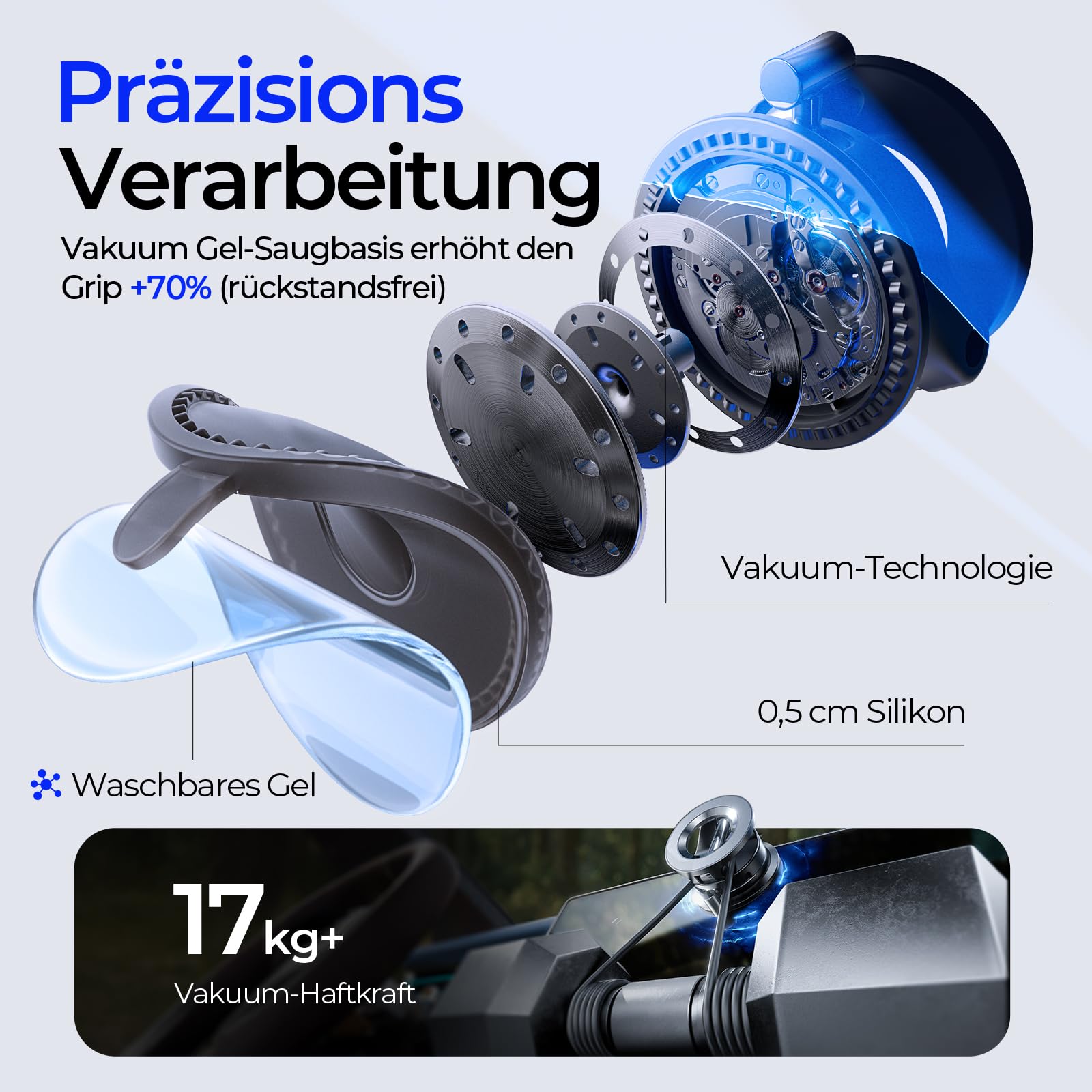 LISEN Snapmount Handyhalterung Auto für Magsafe - [24x N55 Magnet] für Magsafe Autohalterung mit Vakumm Saugnapf, Magnetische Handy Halterung Auto Magnethalterung für iPhone 17 Pro Max 16 15 14 13 3