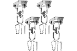 Restroma 4 Pack Heavy Duty Swing Hangers 1200 LB Capacity Swing Hook Swing Hardware Kit 360° Swivel Stainless Steel Hammock Hook for Playground Porch Swing Hammock Punching Bag