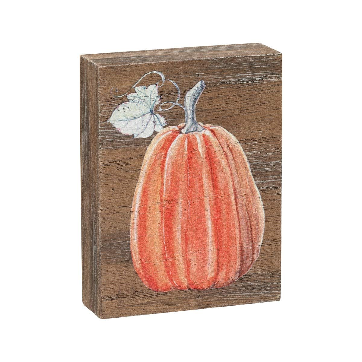 Collins Painting Mini Fall-Themed Wood Grain Block Sign (Tall Pumpkin)