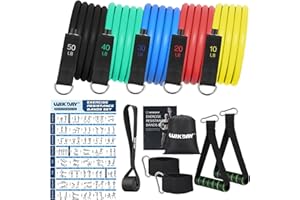 WIKDAY Exercise Resistance Bands with Handles for Working Out, 150/200/250/300 lbs Workout Bands Set with Door Anchor for Physical Therapy, Yoga, Pilates