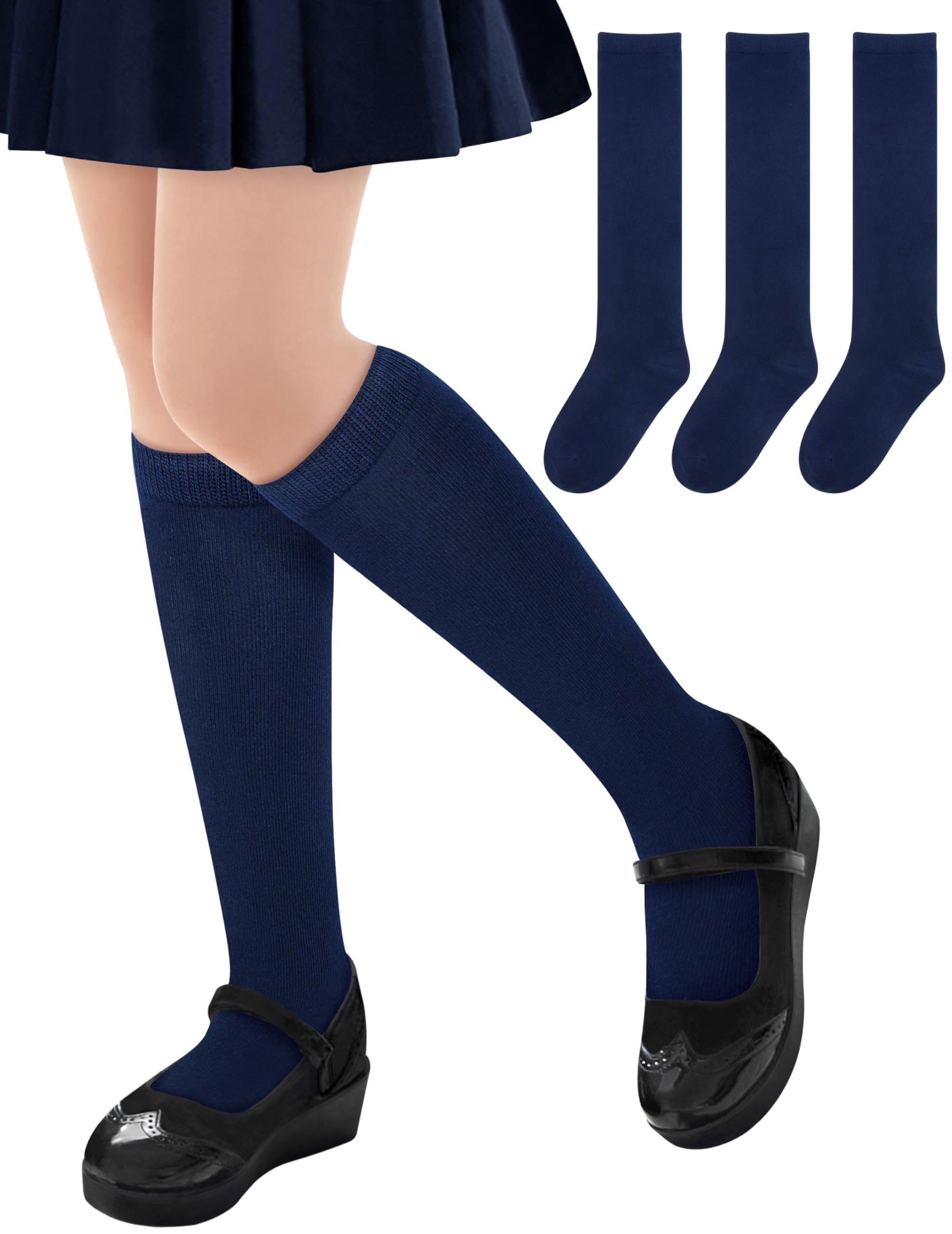 Photo 1 of Toddler Knee High Socks for Toddler Girls Knee High Socks Long Navy Blue Socks for Girls Toddler Girl Socks 4-6 Years