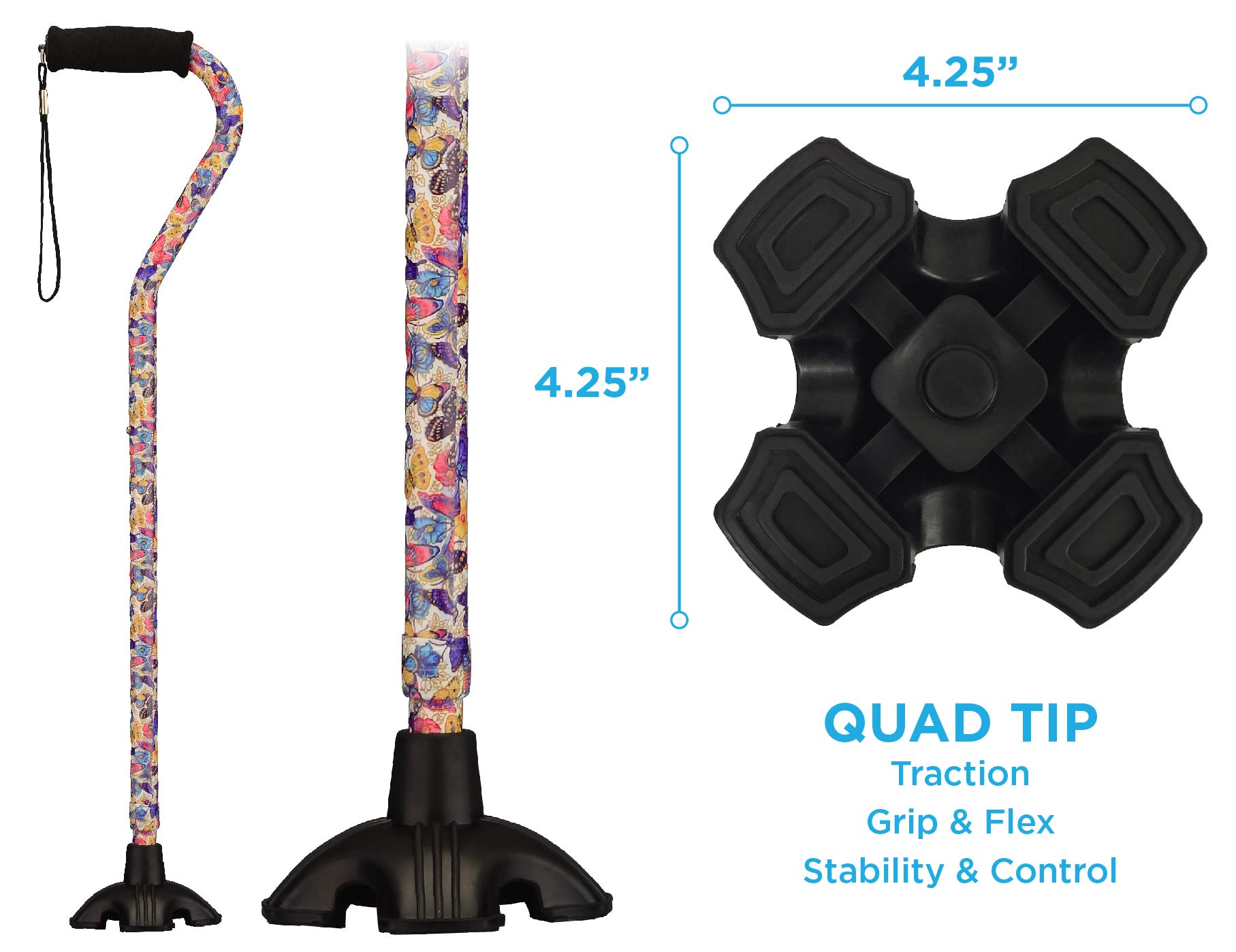 NOVA Walking Quad Cane for Men and Women, Self Standing