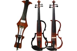 Aliyes Handmade Silent Electric Violin 4/4 Full Size Professional Student Violin For Beginner Solid Wood Violin Kit String,Shoulder Rest,Rosin-1804