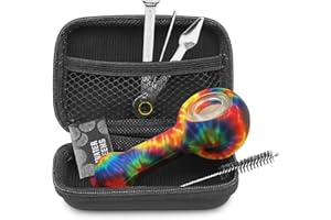 GENERIC 4" Multicolor Tobacco Pipe Set, Smoking Pipe with Cleaner Tamper Tool Black Carrying Case, Complete Pipe Accessories Kit(SP-2)