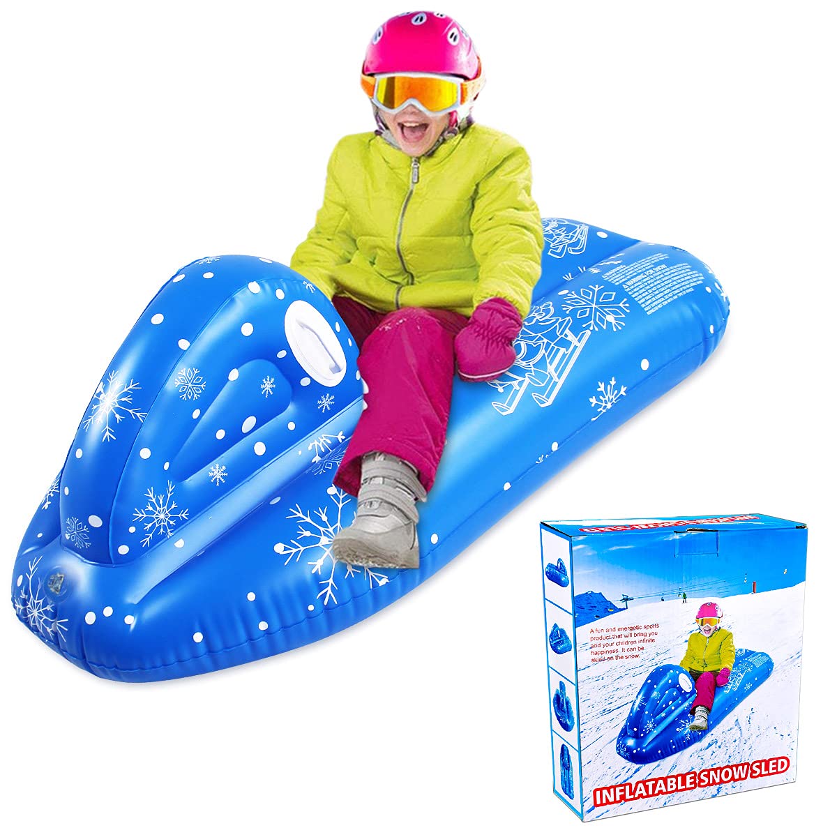 Kid snow toys, Snow sled for kids,snow toys for kids, Inflatable ski snow tube Sled for Kids and adults, Winter sport fun (Ski boat 120 x 68 x 50 cm)