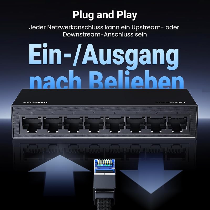 LAN Switch Gigabit Netzwerk Switch, Plug & Play (8 Port)