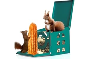 Metal Squirrel Feeder, More Durable Than Wooden, Hanging Squirrel Feeder with Corn Cob Holder for Outside Tree Fence, Front P