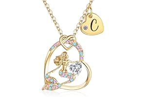 FONKUP 18K Gold Plated Mermaid Girls Necklace - AAA+ Cubic Zirconia Mermaid Toys Jewelry for Girls Kids Mermaid Pendant With Name Gifts for Valentine's Day/Birthdays/Easter