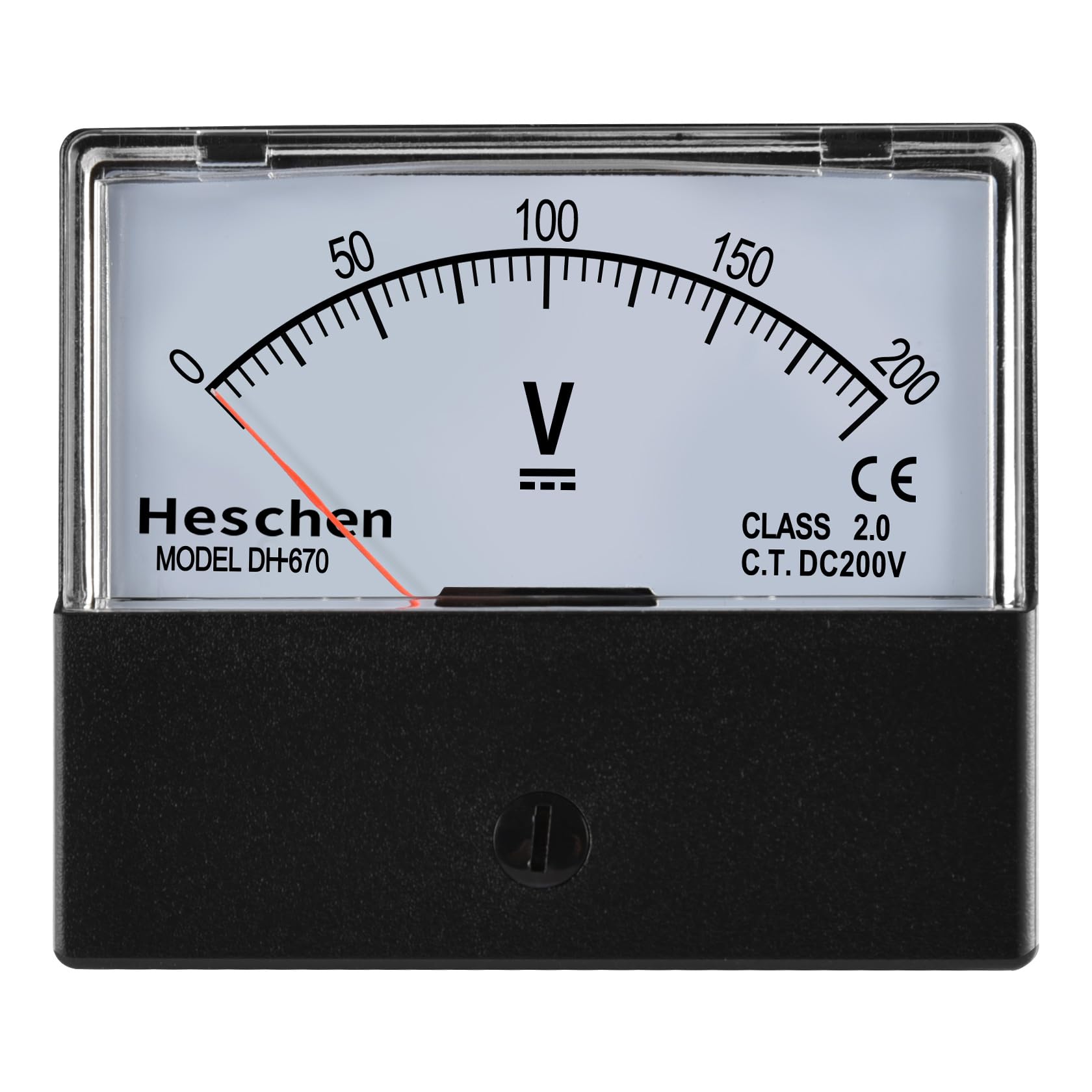 Heschen Rectangular Voltmeter Analog Panel Volt Voltage Meter 670 style DC 0-200V Class 2.5