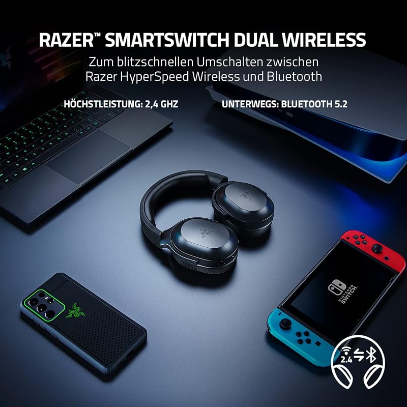 Barracuda X - Kabelloses Multiplattform-Headset für Gaming und Mobile Geräte (SmartSwitch Dual Wireless, Triforce 40mm, Mikrofon mit Nierencharakteristik, 50h Akku, USB-C) Schwarz