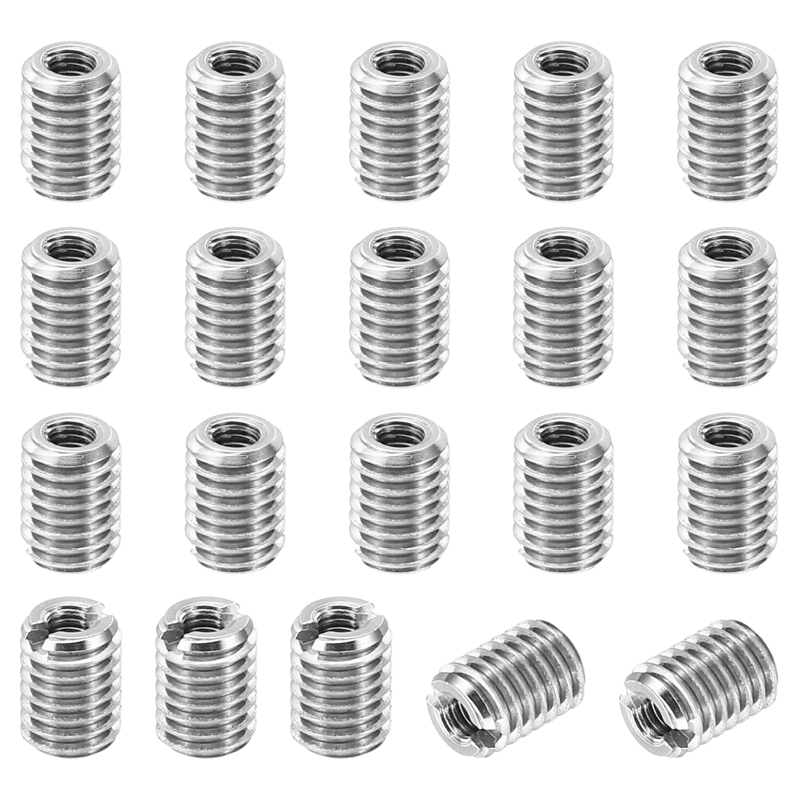 PATIKIL Thread Adapters Sleeve Reducing Nut, 20 Pcs M5x0.8 Male to M2.5x0.45 Female Repairing Insert Nut Screw Reducer Stainless Steel Fastener 8mm