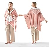 ACCU-WARMTH Wearable Heated Blanket - Fast Warm Up Electric Blanket Hoodie with 6 Heat Levels, Snuggies for women, gifts for her, 50"x60", Pink