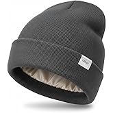 Satin Lined Beanie for Women Men, 3-Layer Warm Slouchy Winter Hat, Valentines Day Gifts for Him Her, Gift Box Card Included