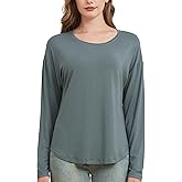 netdraw Women's Ultra Soft Bamboo Viscose Long Sleeve Dolman Shirts, Loose Fit Casual Batwing Lounge Sleep Pajama Tops