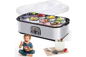 Yogurt Maker, Automatic Probiotic Yoghurt Maker Machine with 0-48H Adjustable Time & 68-131°F Temp Control, Stainless Steel D