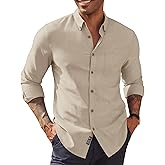 PJ PAUL JONES Men's Oxford Button Down Shirt Long Sleeve Regular Fit Business Casual Dress Shirts with Chest Pocket
