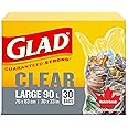 Glad Clear Garbage Bags - Large 90 Litres - 30 Trash Bags, Made in Canada of Global Components