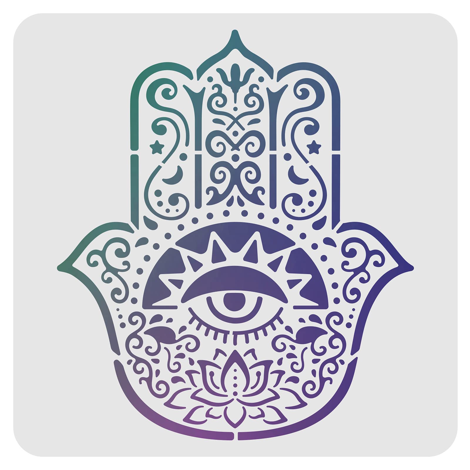 FINGERINSPIRE Hamsa Hand Stencil Template 30x30cm Plastic Mandala Hand Drawing Painting Stencils Square Reusable Stencils for Wood Wall Furniture Floor Fabric Painting