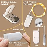 HXWEIYE 6 Pack Fairy Lights Battery Operated Warm White 7ft 20LED Silver Wire view 2