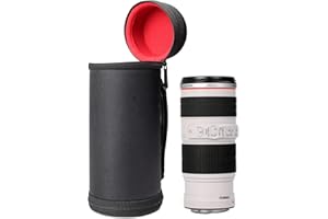 WGear Semi-Hard Lens Case for DSLR Camera Lens (Canon, Nikon, Sony, Pentax, Olympus, Panasonic,etc listed models below), Strong Light with case with Carabiner, cleaning wipe (Black Large)