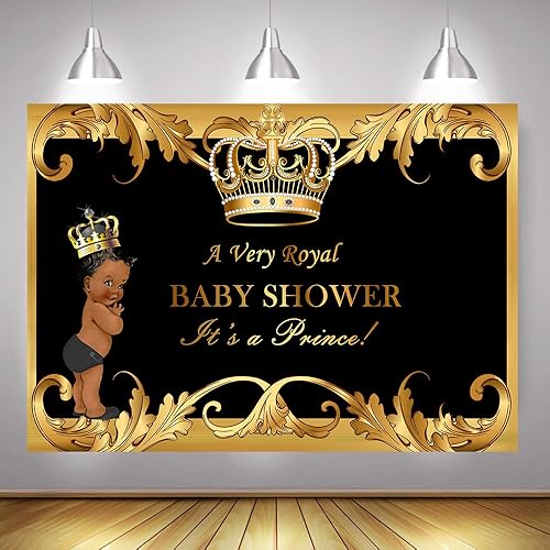 Mehofoto Black Baby Shower Backdrop Little Prince Royal Black Gold