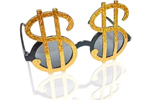 Vaulted Skulls & Co Pimp Sunglasses | Dollar Sign Glasses | Pimp Costume Accessory | Gangster Costume Glasses | Gold/Black