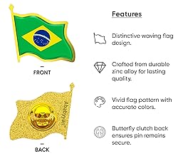 Brazil Flag Lapel Pin - Enamel Metal National Badge