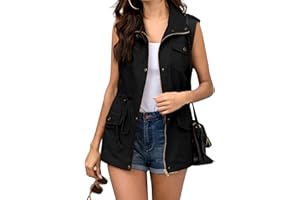 Beyove Womens Lightweight Sleeveless Military Anorak Cargo Vest No Hood