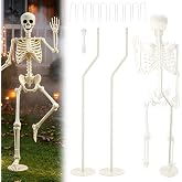 2Sets Halloween Skeleton Stands,Skeleton Support Holder for 5.4FT Skeletons | Halloween Metal Skeleton Support Holder with 10 Stakes, 50Pcs Zip Ties for Skeletons Halloween Decor(Not Included Skeletons)