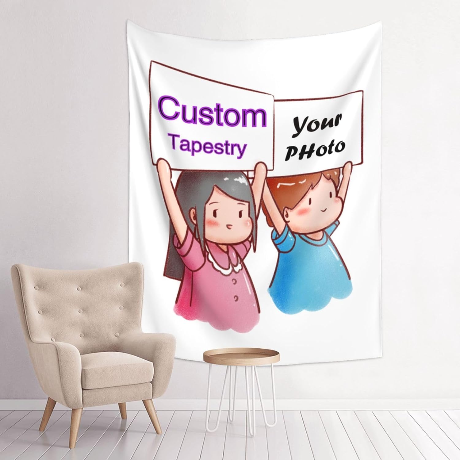 Tapestries - YRH Custom Tapestry Upload Image/Text,Personalized Tapestry Wall Hanging Backdrop Home Decor for Dorm,Bedroom,Living,Room,Vertical - 40 * 60 inch