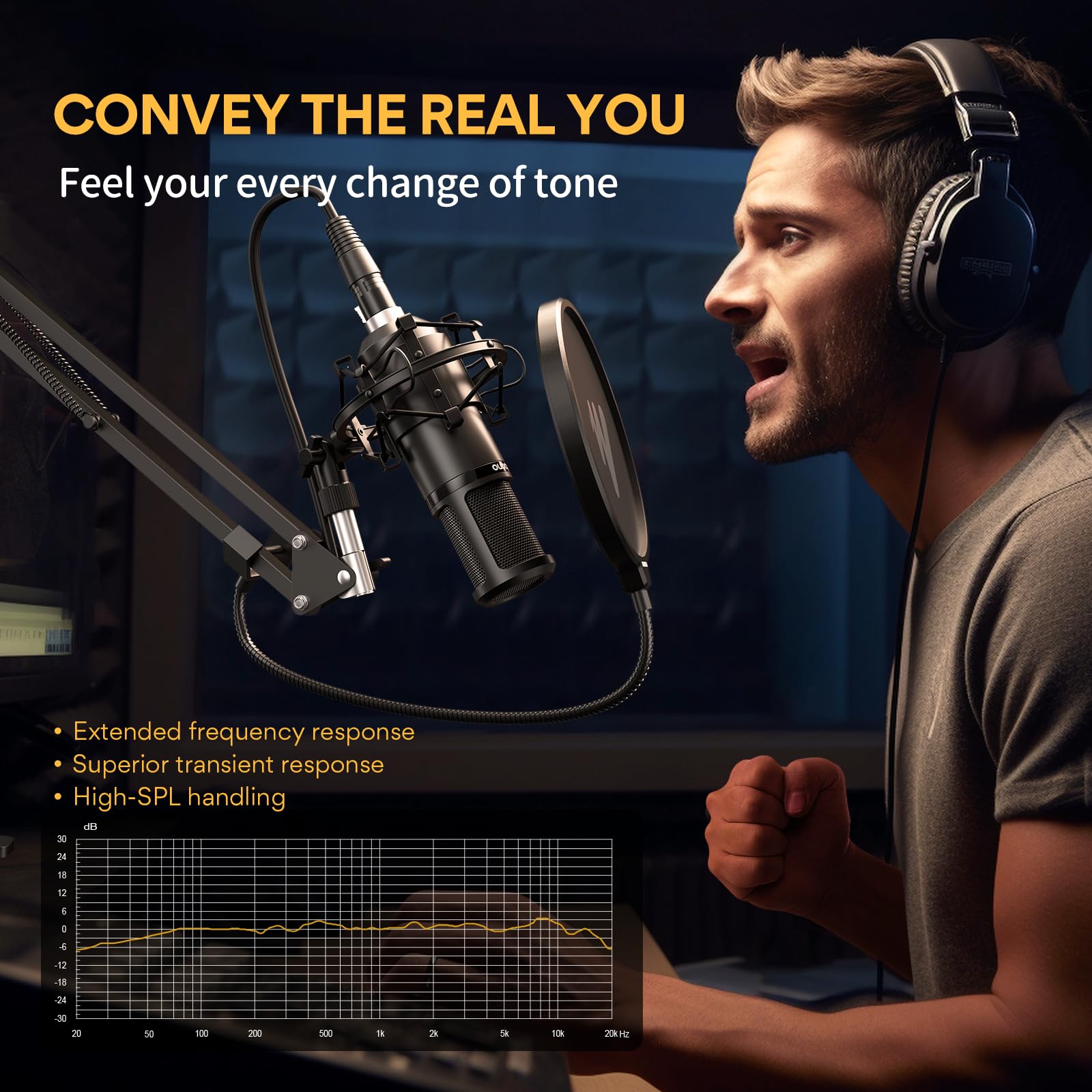 MAONO XLR Condenser Microphone, Professional Cardioid Studio Recording Mic for Streaming, Podcasting, Singing, Voice-Over, Vocal, Home-Studio, YouTube, Skype, Twitch (PM320S)