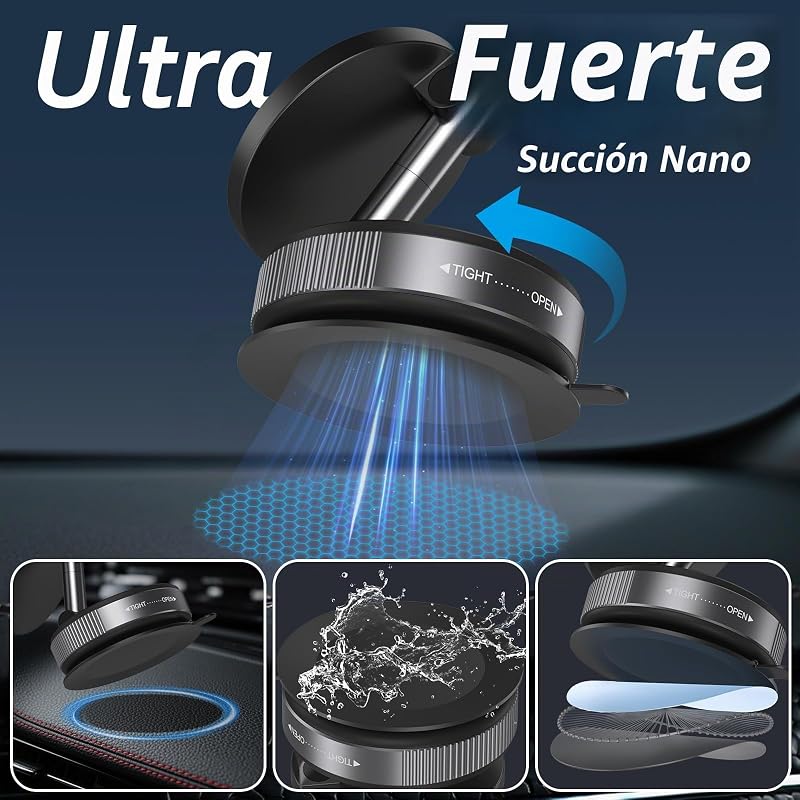 Soporte de teléfono magnético para Coche con Ventosa para Soporte Magsafe, Soporte para teléfono de Coche con Ventosa Ultra Ajustable 360° para iPhone 17 Pro MAX 16 15 14 13 12 Air Plus (Negro) — foto 3 de 8