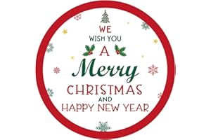 Anwyll Christmas Gift Stickers - 120Pcs 2Inch Merry Christmas and Happy New Year Stickers Self Adhesive Holly Envelope Seal Label Sticker Xmas Gift Sticker Happy Holidays Label for Card Present Decor