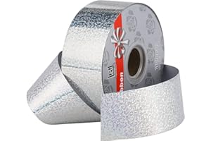 TIADYBOW 2inch x 100yards Waterproof Ribbon,Silver Curling Ribbon for Gifts Package Wrapping,Bows, Crafting, Wedding.