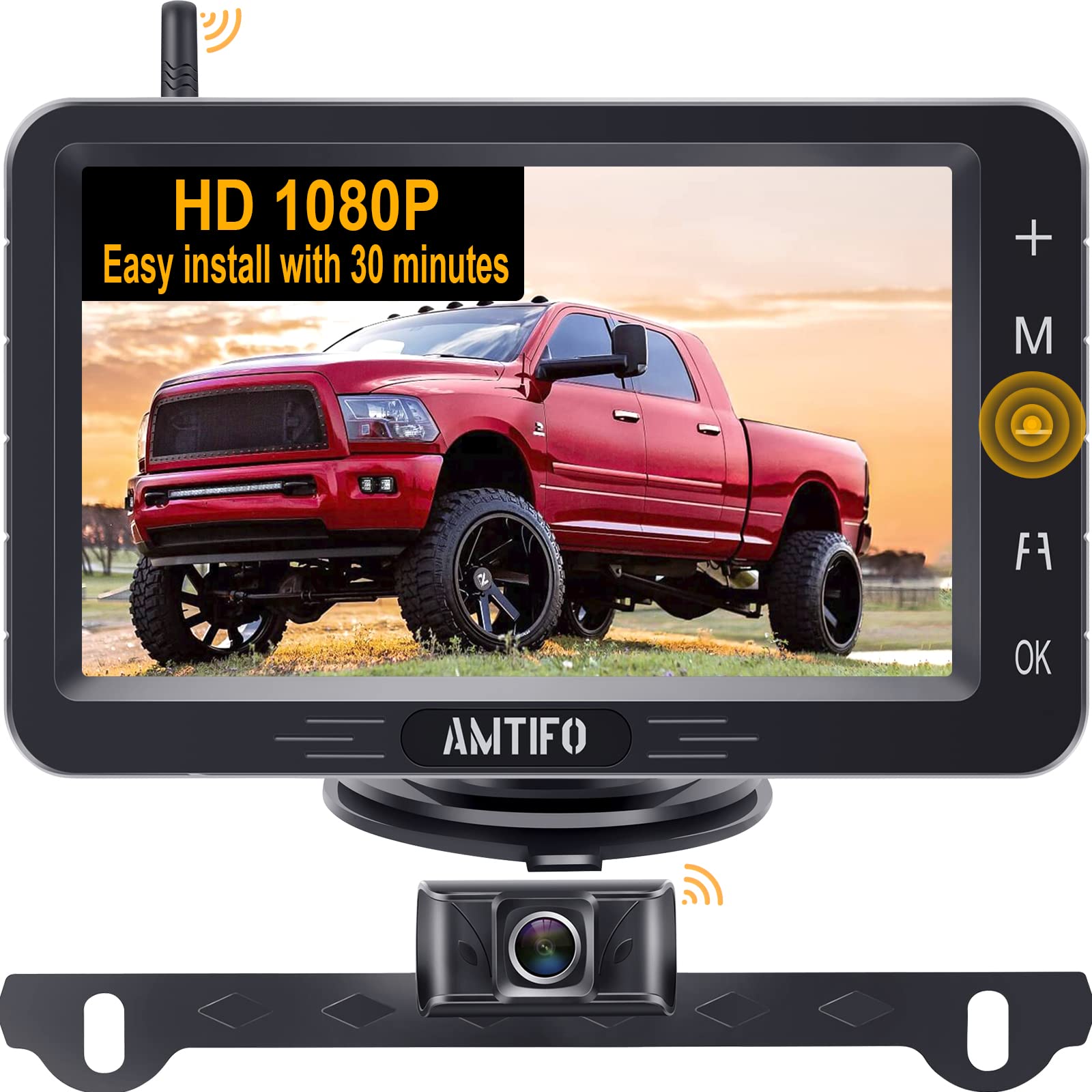 AMTIFO Wireless Backup Camera Touch Key - 5 Inch