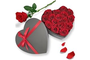 FLOWERSCAPE PREMIUM Valentines Day Flowers - 16 Pcs Forever Rose in Heart Shape Box - Anniversary Birthday Flowers for Women - Mothers Day Gifts for Mom - Fresh Bouquet of Flowers for Delivery Prime
